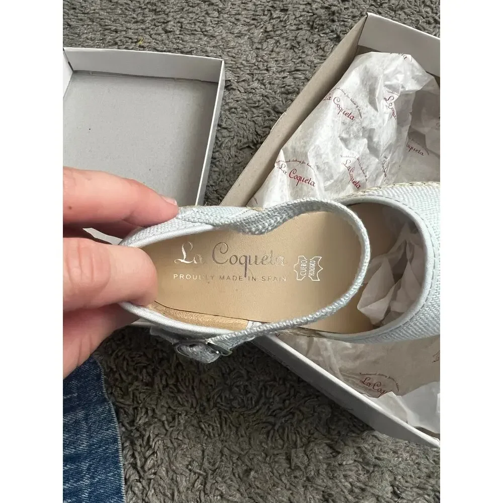 NWT Kids La Coqueta Olivia Canvas Girls Espadrille in Pale Blue